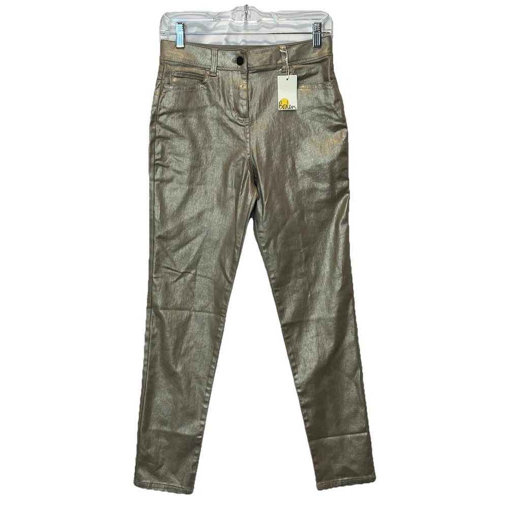 Boden Girls Gold Metallic Slim Fit Trousers Pants 13Y 158cm NWT 28" inseam‎